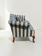 Antique 79" Striped Camelback Sofa with Cabriole Legs