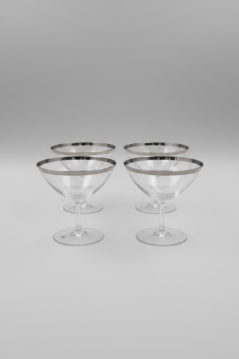 Silver band crystal Martini Glasses  4