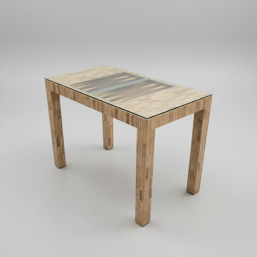 Custom Backgammon Table with Bone Inlay