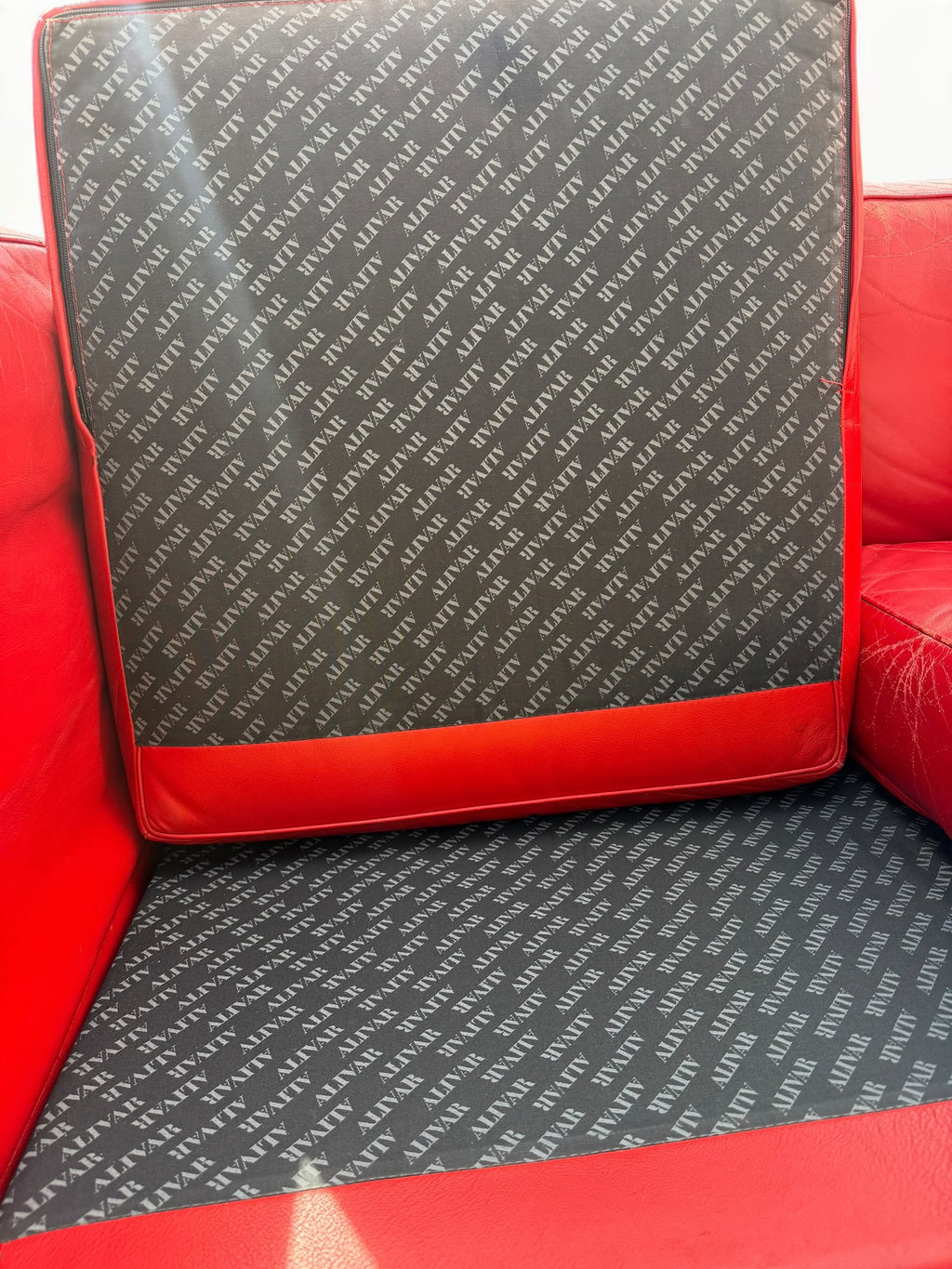 Red Leather LC2 Loveseat Le Corbusier for Alivar