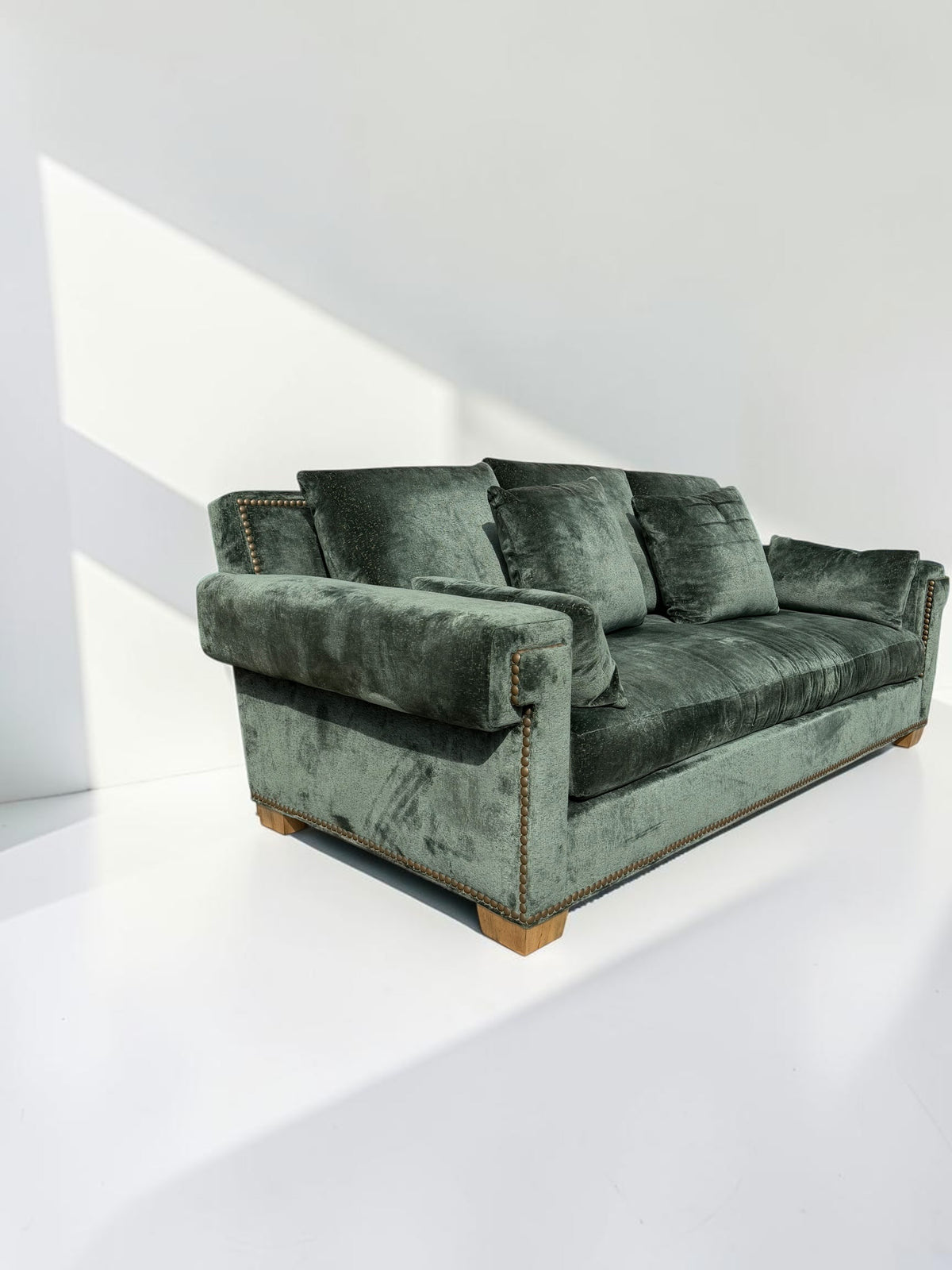Custom Green Velvet Sofa by Taylor King