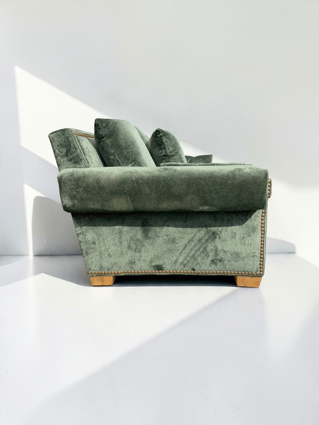 Custom Green Velvet Sofa by Taylor King