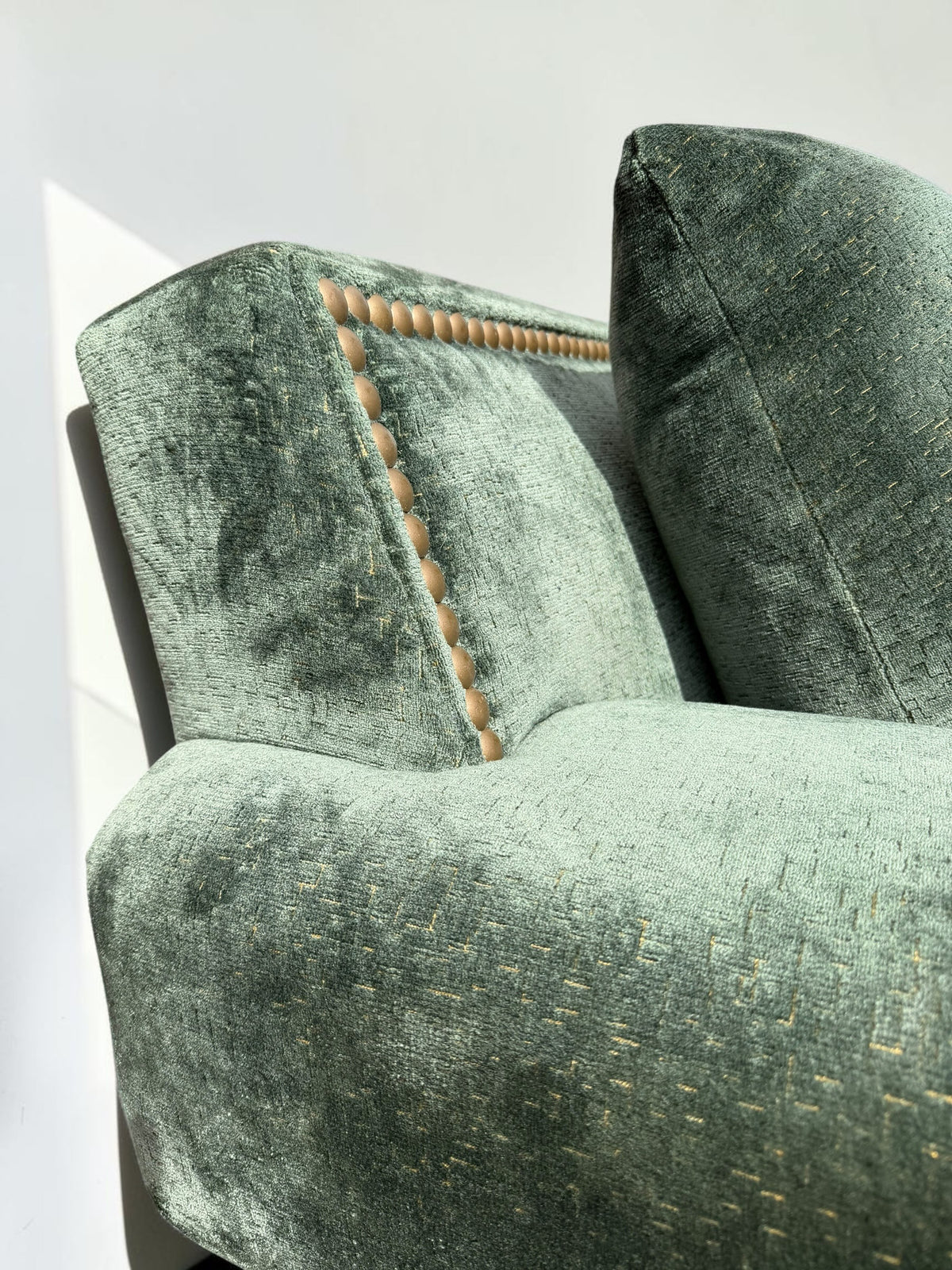 Custom Green Velvet Sofa by Taylor King