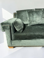 Custom Green Velvet Sofa by Taylor King