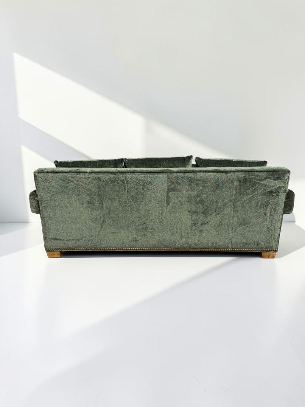 Custom Green Velvet Sofa by Taylor King