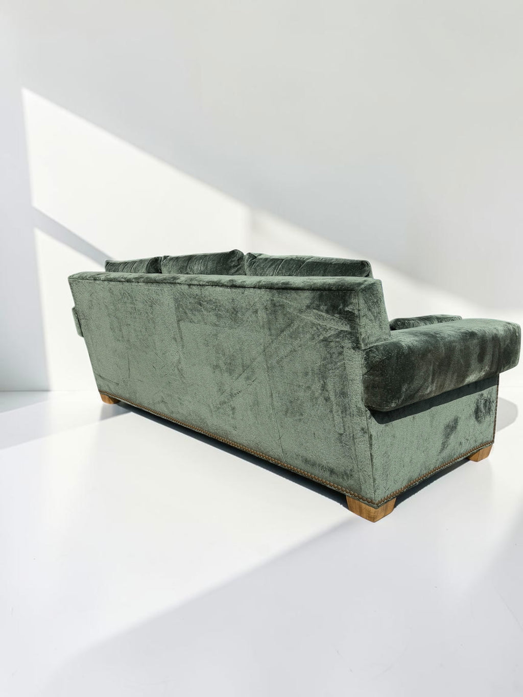 Custom Green Velvet Sofa by Taylor King