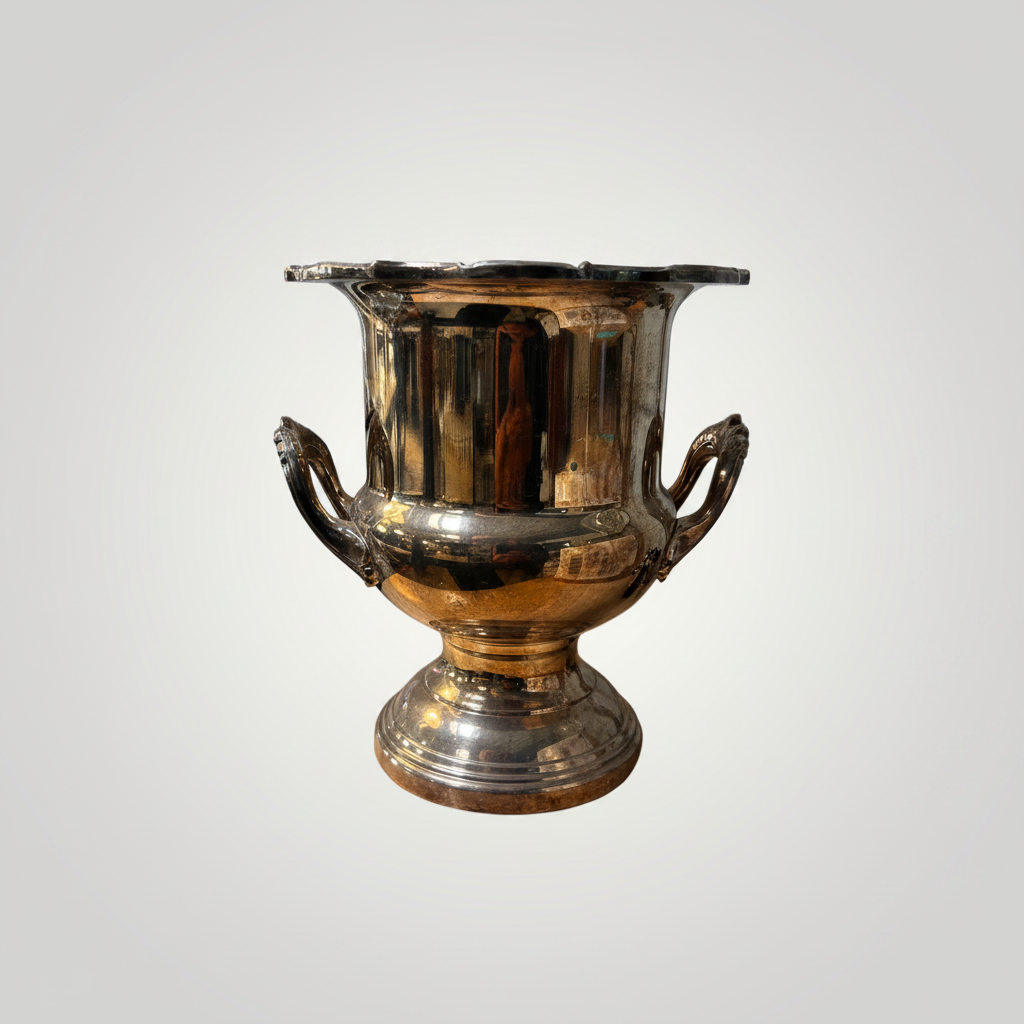 Silver Plated Champagne Bucket with Ornate Details & Handles