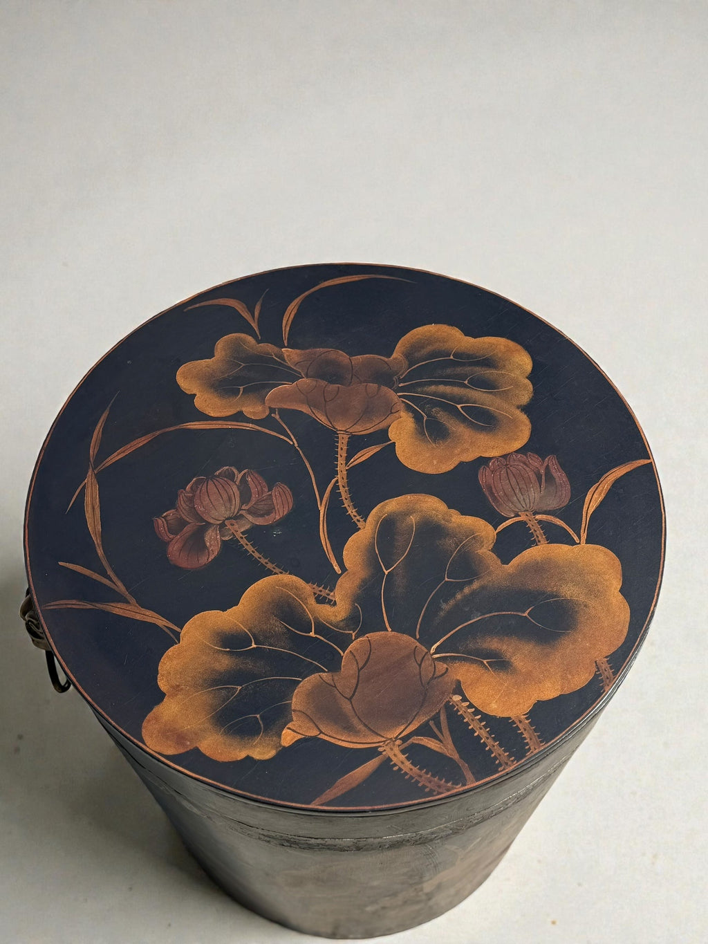 Vintage Lacquered Accent Table/Storage Drum