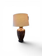 Enameled Cloisonné Lamp with Floral Motif on Brass 28"H