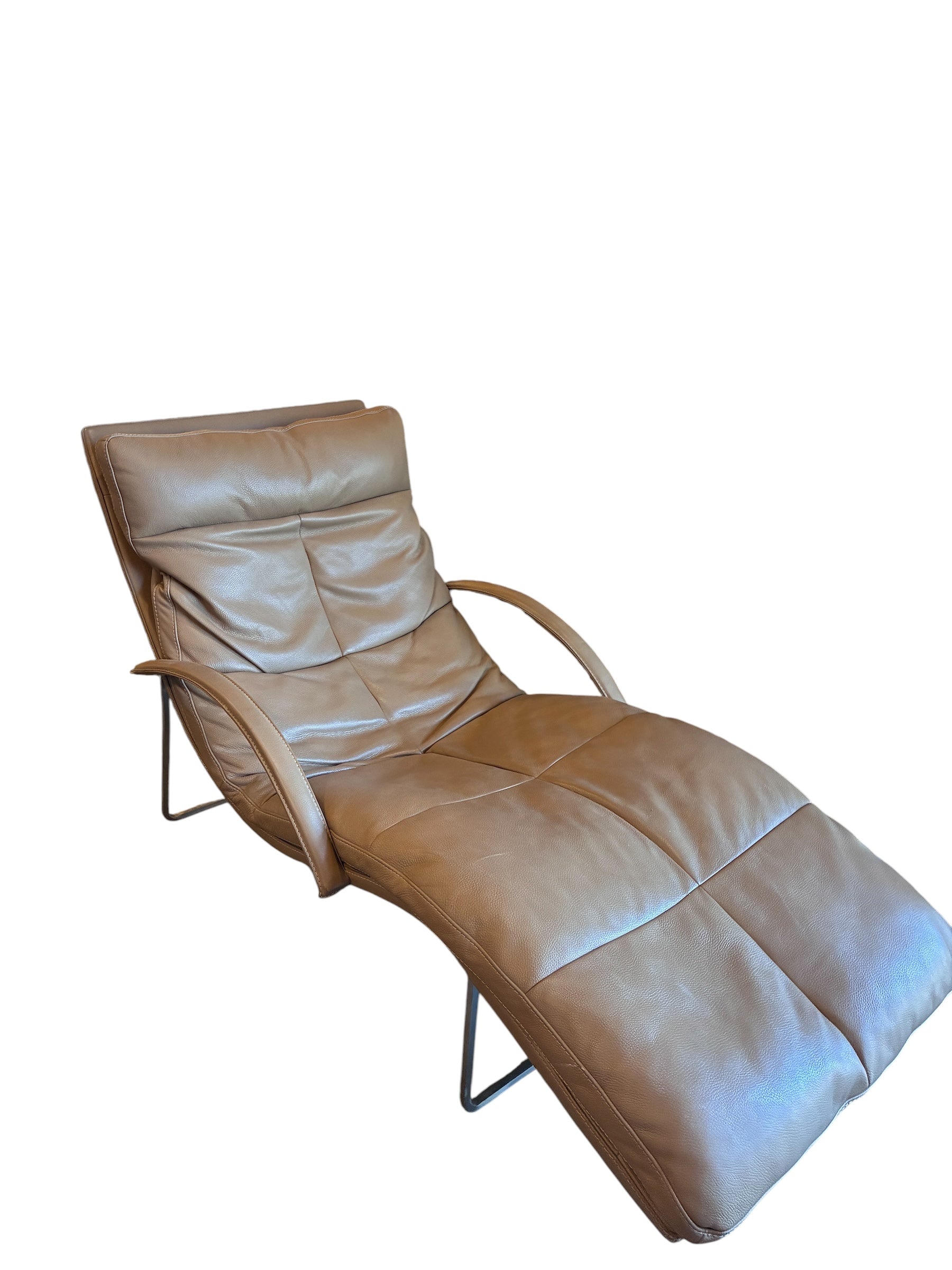 80's Roche Bobois Tan Leather Chaise 58dx31dx36h