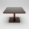 Jens Risom Smoked Glass & Walnut Side Tables.  20 x 20 x 16