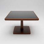 Jens Risom Smoked Glass & Walnut Side Tables.  20 x 20 x 16