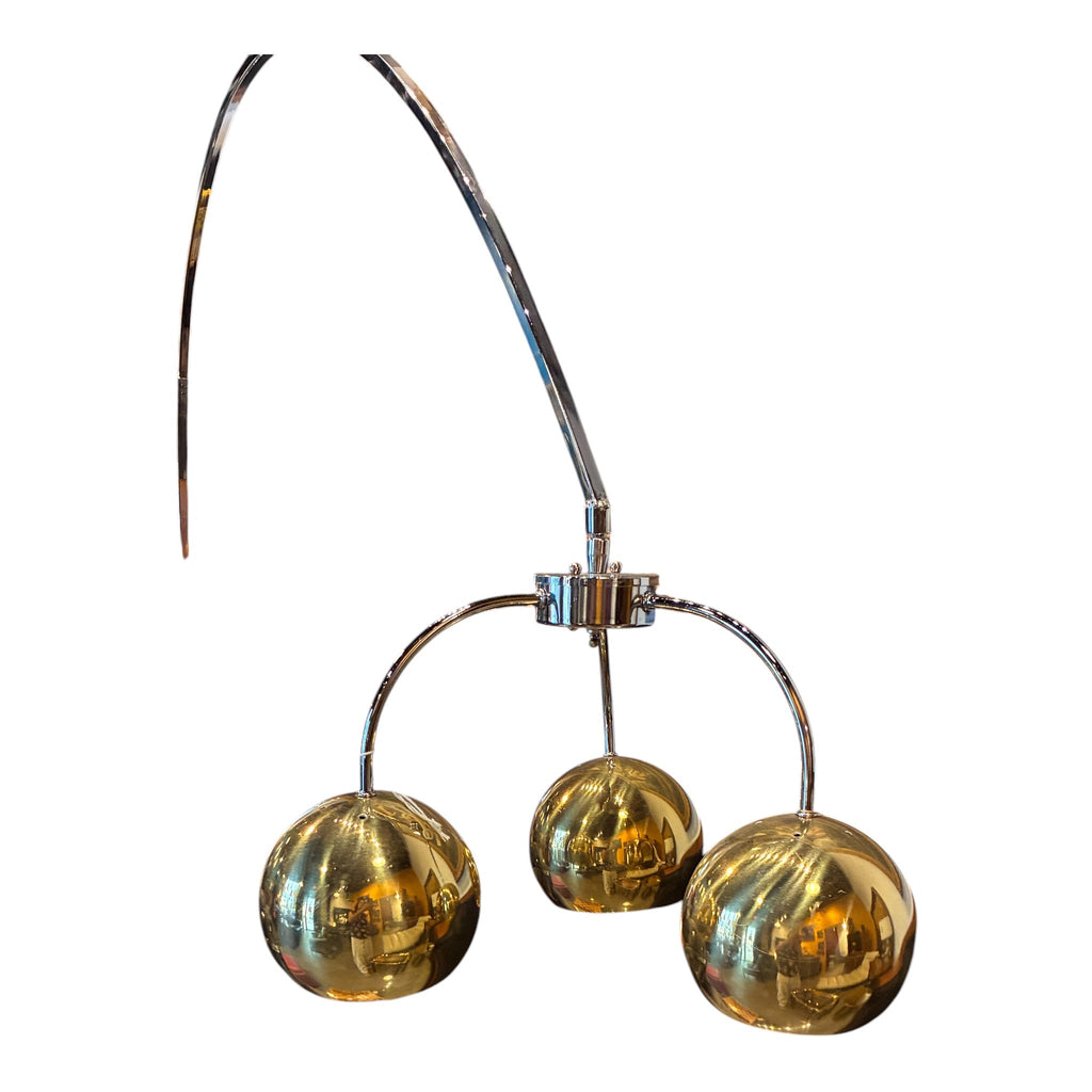 Sculptural Italian 3 Light Brass Arco Lamp