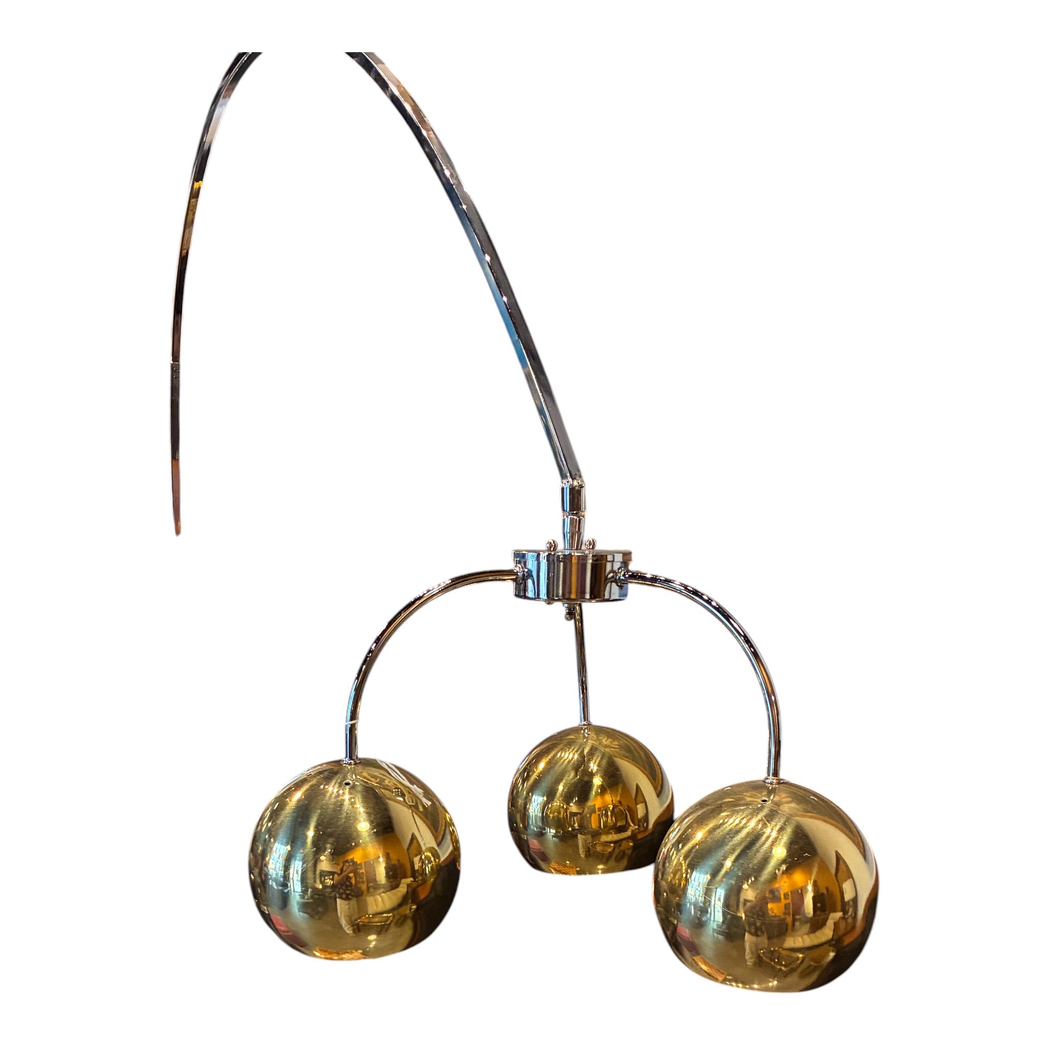 Sculptural Italian 3 Light Brass Arco Lamp