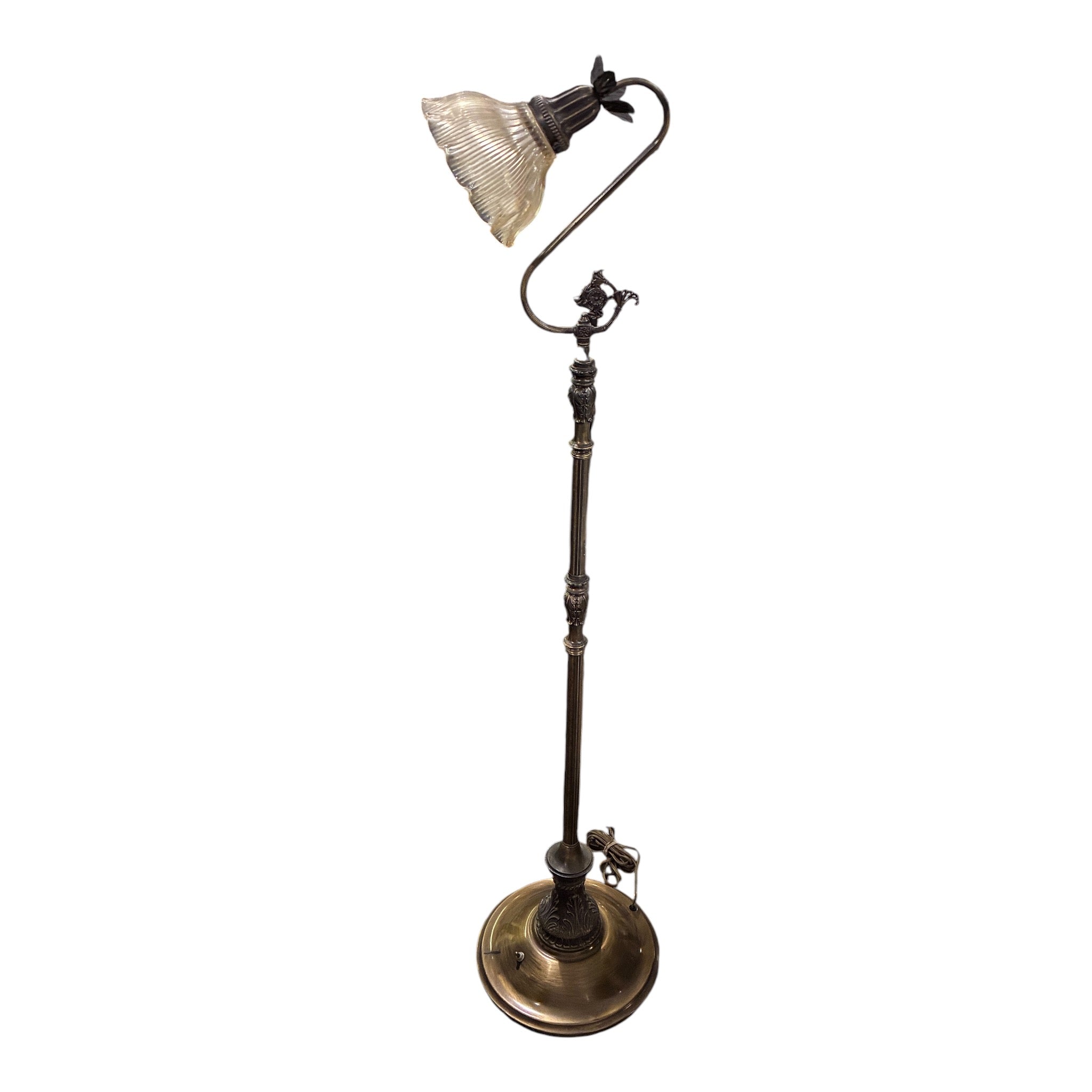 art deco antique bridge glass shade floor lamp