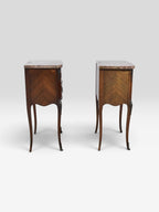 Pair of Antique Marble-Top Parquetry Side Tables