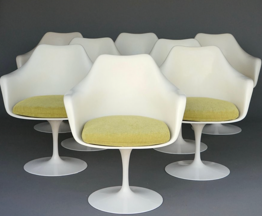 Set of 6 Authentic Knoll Tulip Swivel Arm Chairs
