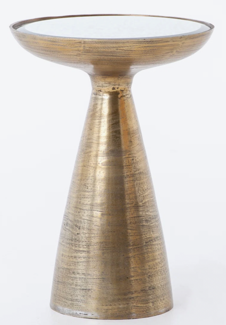 Four Hands Marlow Antique Glass Side Table in Bronze