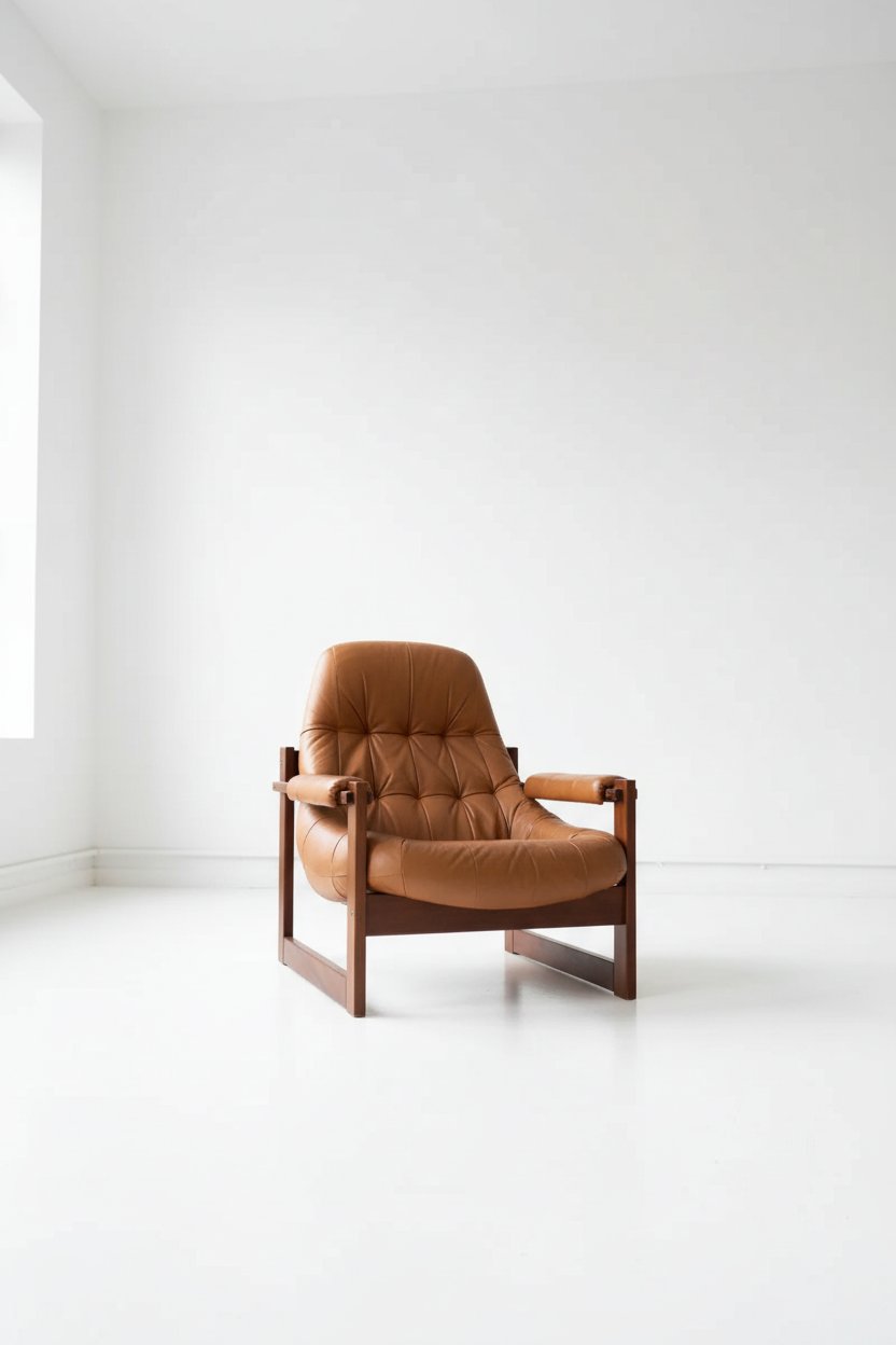 Percival Lafer Brazilian Modern MP-163 “Earth” lounge chair with matching ottoman