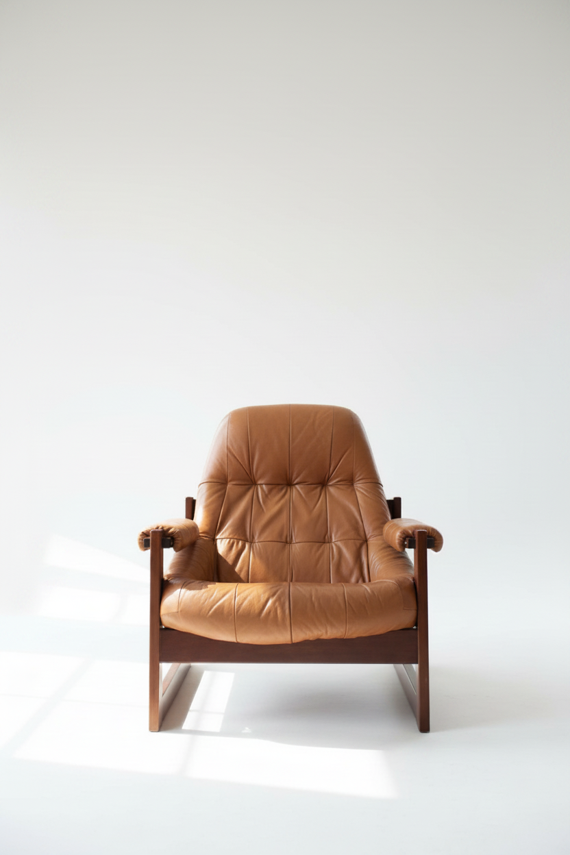 Percival Lafer Brazilian Modern MP-163 “Earth” lounge chair with matching ottoman