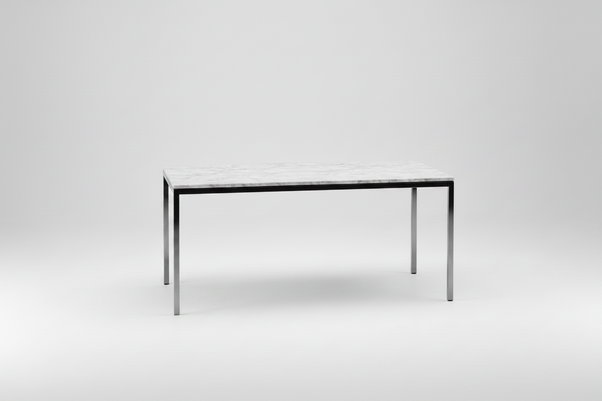 Carerra Marble Dining Table with Brushed Chrome Base