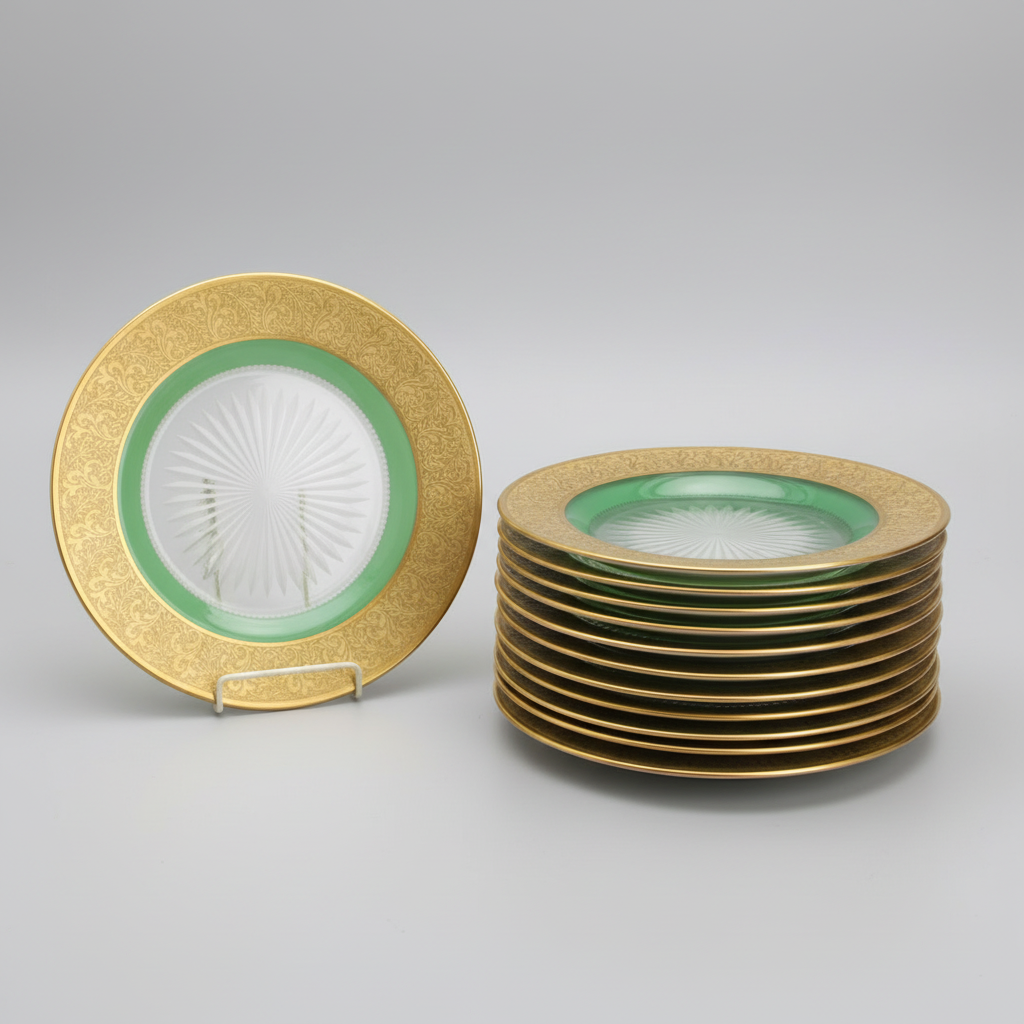 Uranium Glass & Gold Leaf Plates