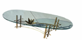 Brutalist Lotus Metal & Glass Coffee Table