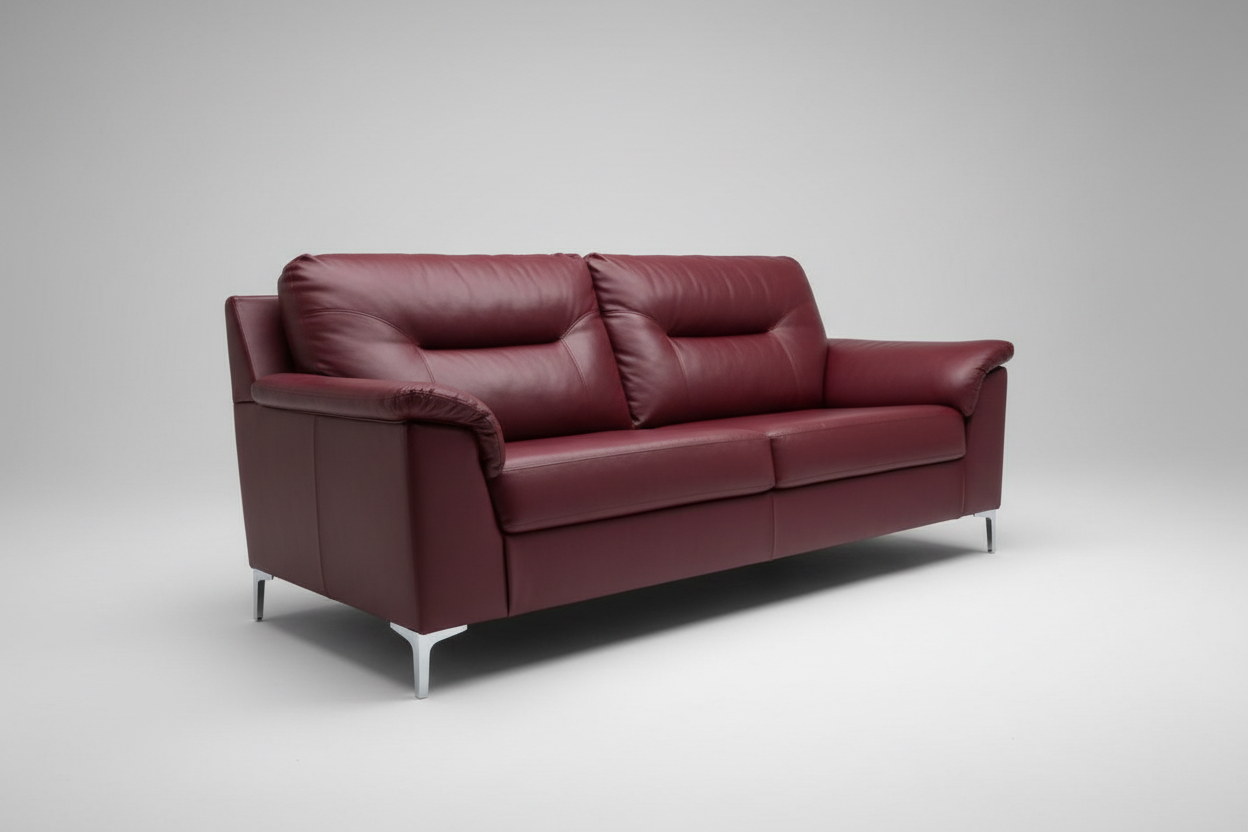 Custom Tensas Crimson Sofa with Steel Legs