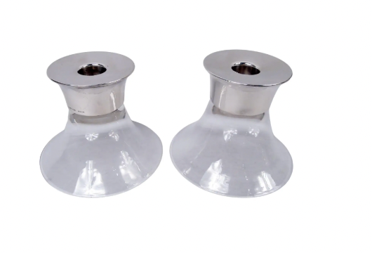 Allan Adler Sterling Silver Glass Candle Holder