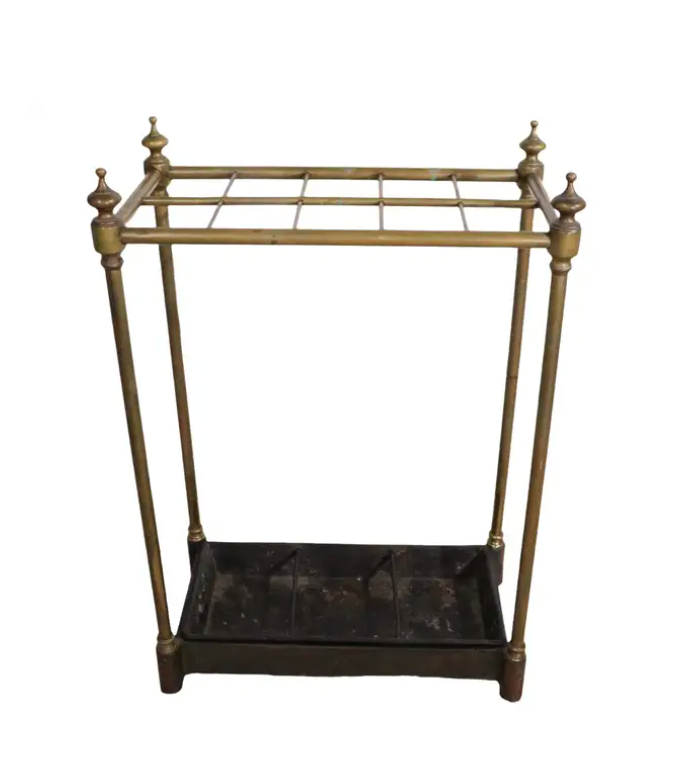 Architectural Solid Brass and Cast Base Umbrella Stand-Antique