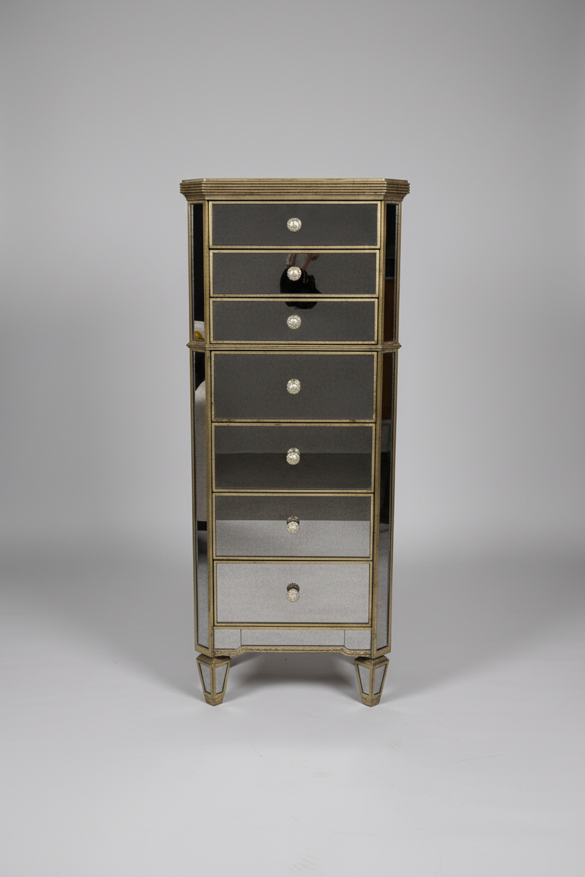 RH Mirrored Tall Drawer Dresser