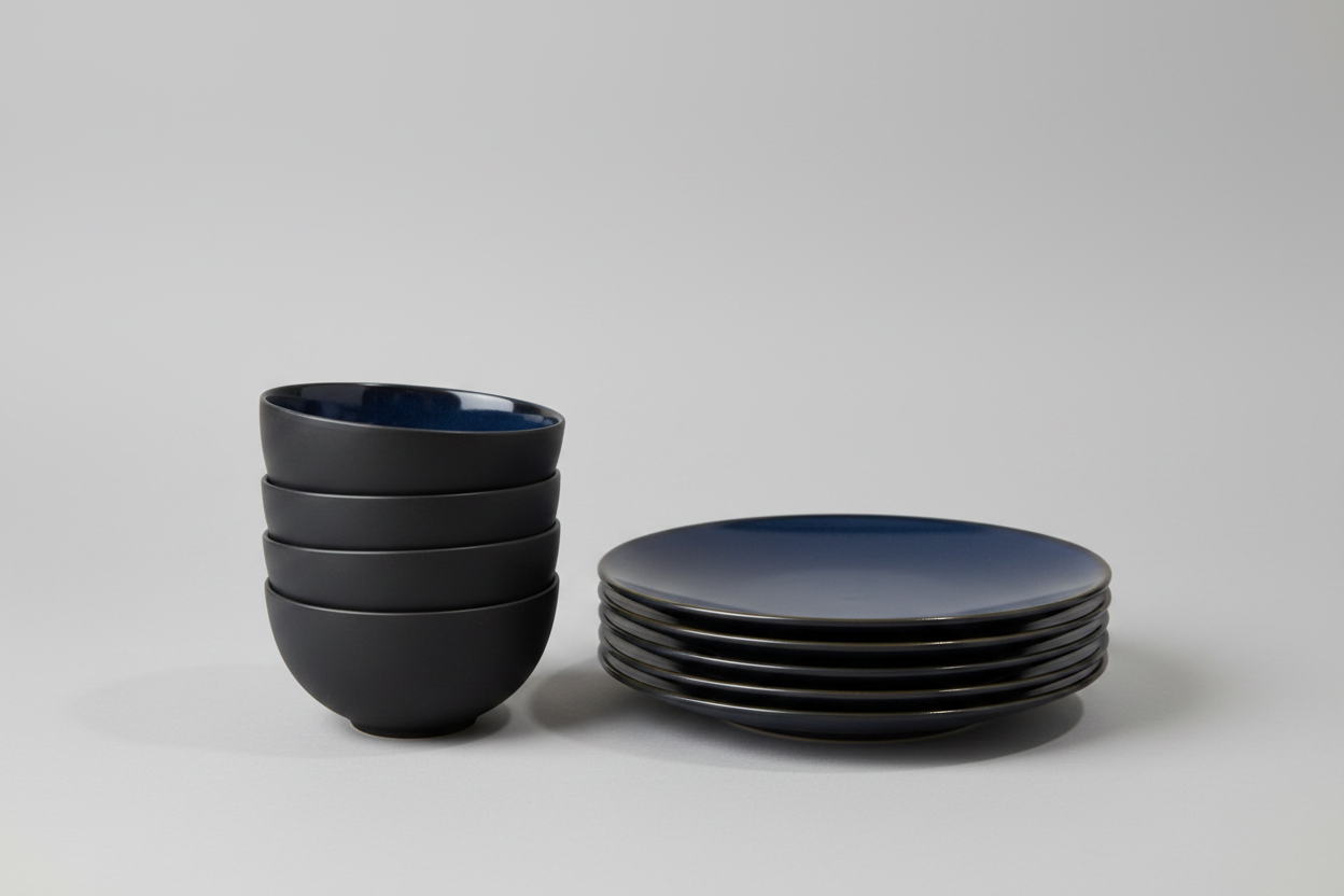 Jars Céramistes Tourron Dinnerware — 8 Bowls + 8 Dinner Plates, Handmade in France