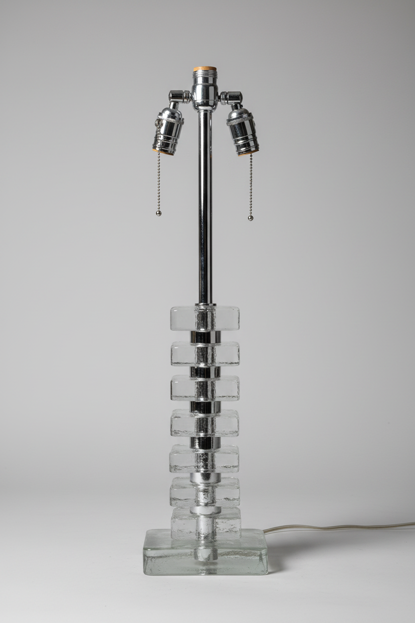 Vintage Stacked Glass Table Lamp two light
