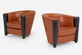 'Marnie' Leather Club Chair by Adam Tihany 30"x 36 x 35 Italy 1987