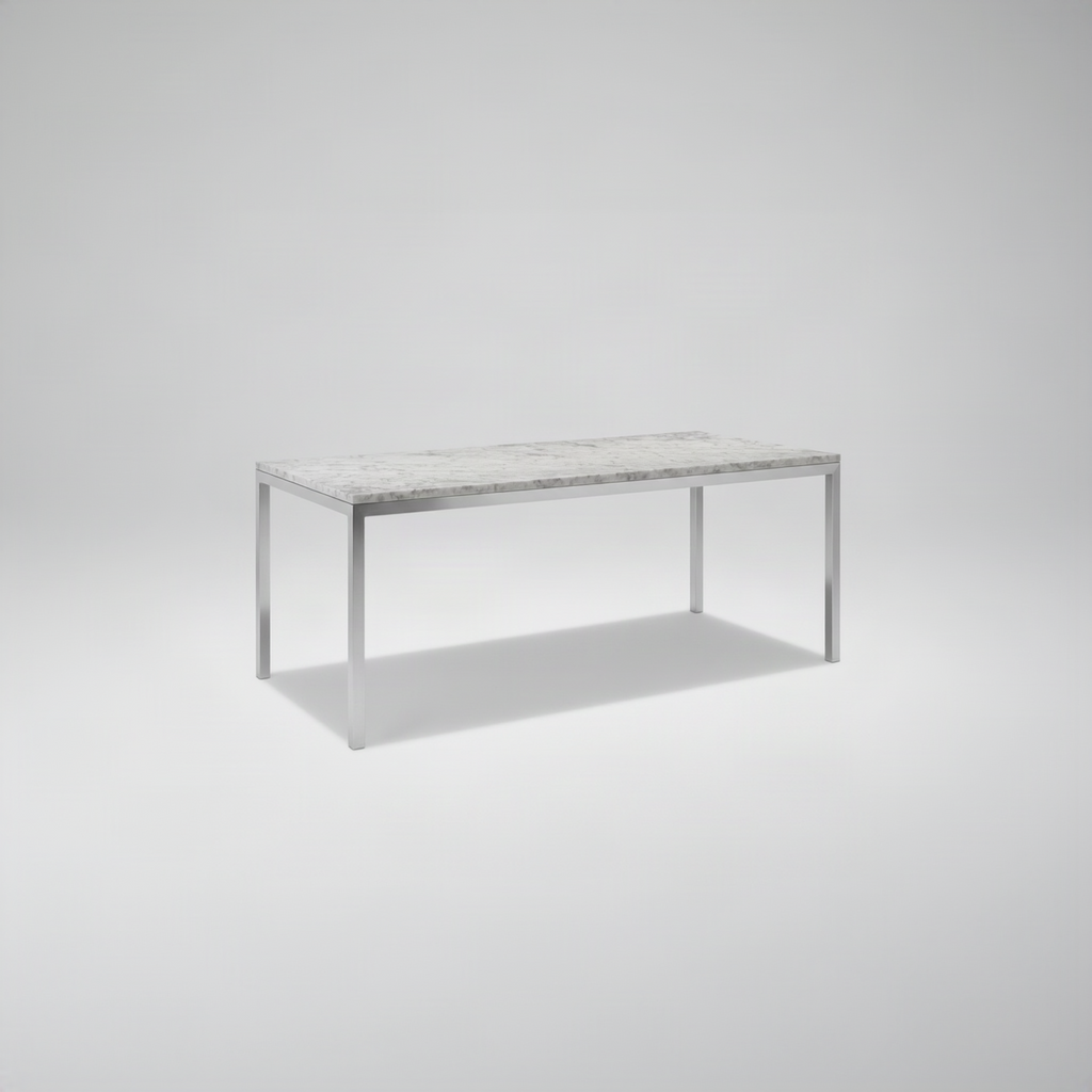Carerra Marble Dining Table with Brushed Chrome Base