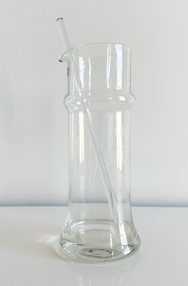Bamboo MCM Cocktail Pitcher & Stirrer by West Virginia Glass Company