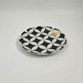 Set Of 4 Geometric Macy’s 6” Dessert Plates - Embellished w 14 kt. Gold