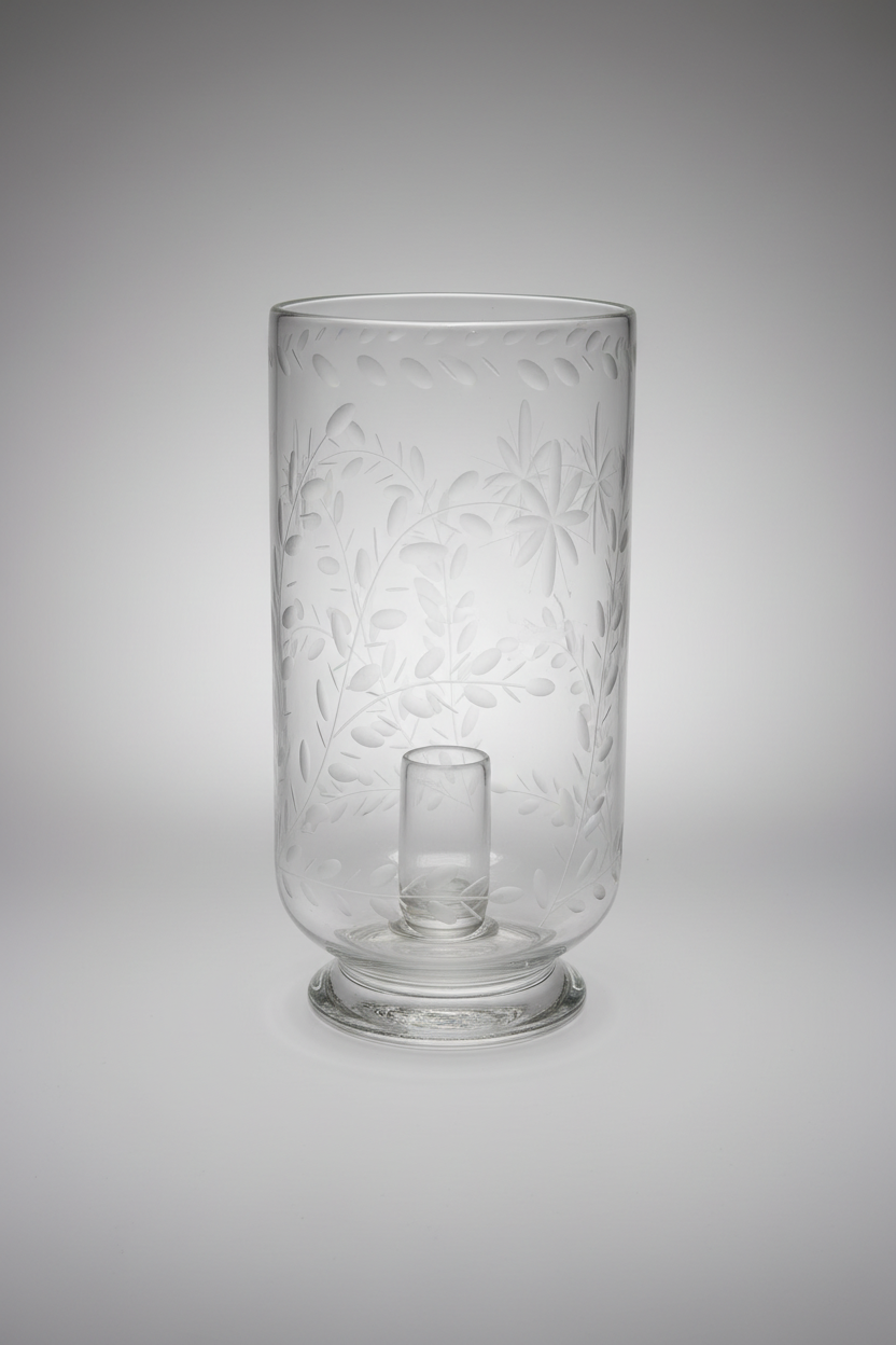 MCM Etched Glass Taper Candle Holder