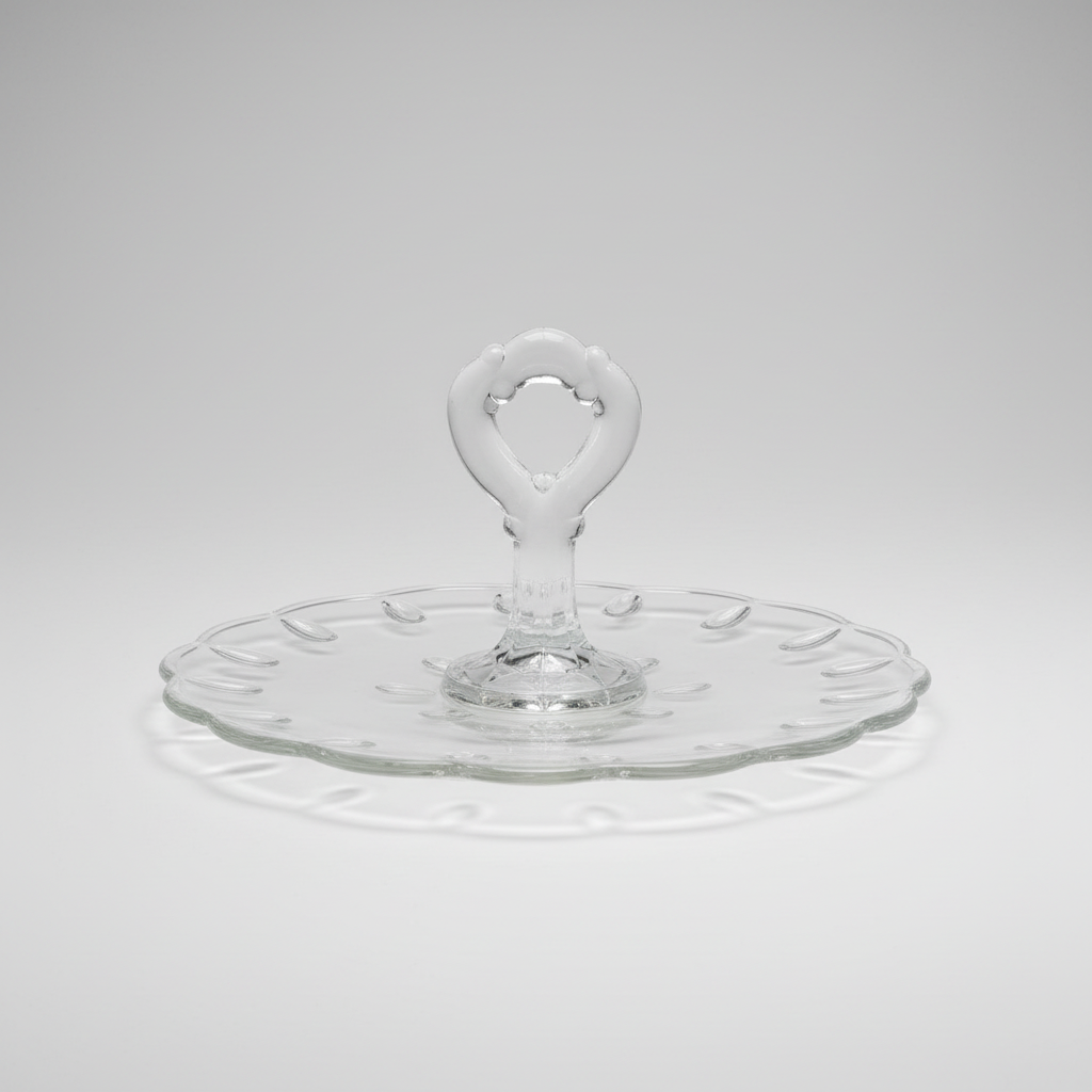 Vintage Indiana Glass Teardrop Dessert Tray with Handle, 11”