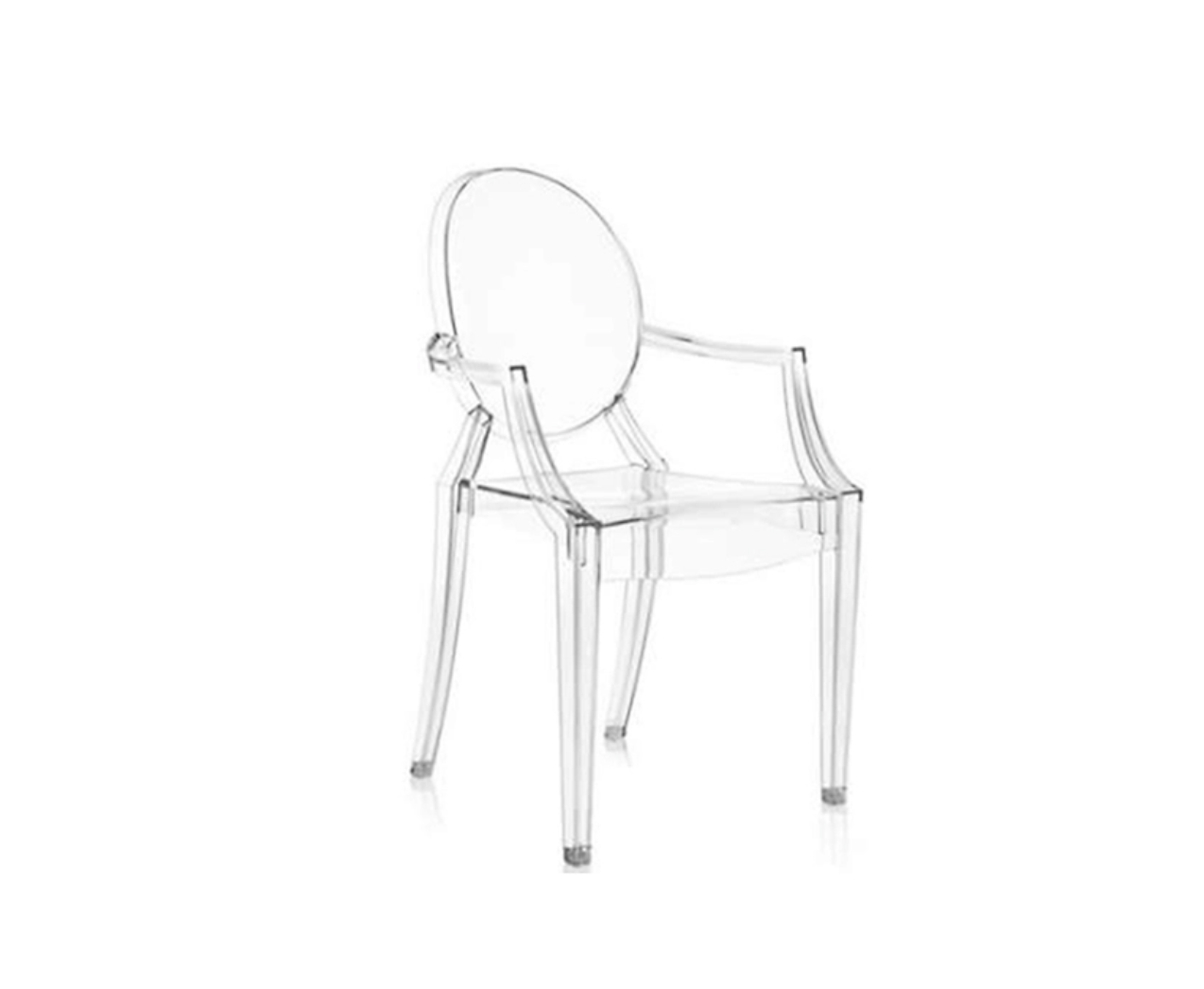 Kartell Louis Ghost Armchairs in a clear finish, designed by Philippe Starck