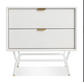 Pair of Blu Dot Dang 2-Drawer Nighstands in White and Brass