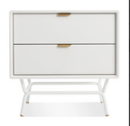 Pair of Blu Dot Dang 2-Drawer Nighstands in White and Brass