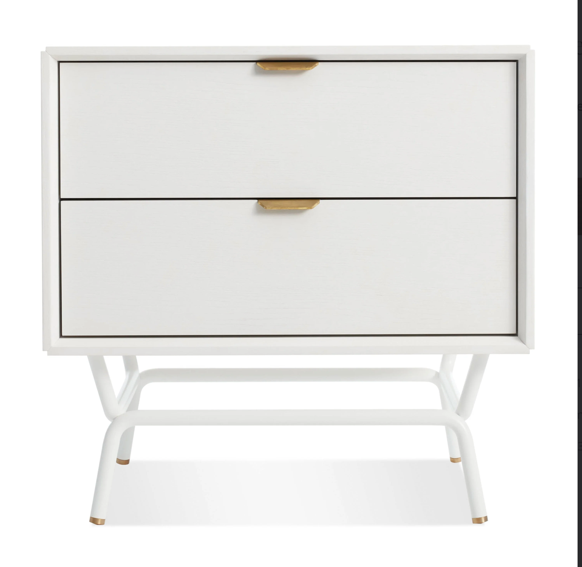 Pair of Blu Dot Dang 2-Drawer Nighstands in White and Brass