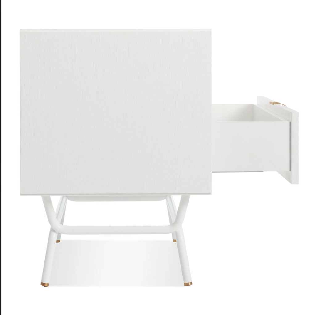 Pair of Blu Dot Dang 2-Drawer Nighstands in White and Brass