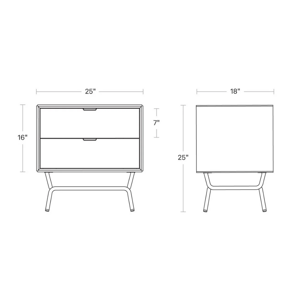 Pair of Blu Dot Dang 2-Drawer Nighstands in White and Brass