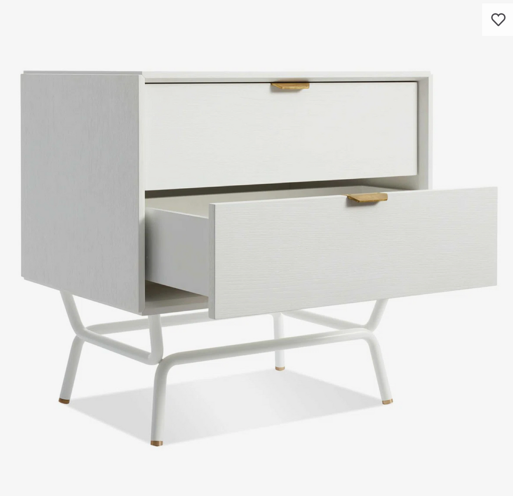 Pair of Blu Dot Dang 2-Drawer Nighstands in White and Brass