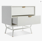 Pair of Blu Dot Dang 2-Drawer Nighstands in White and Brass