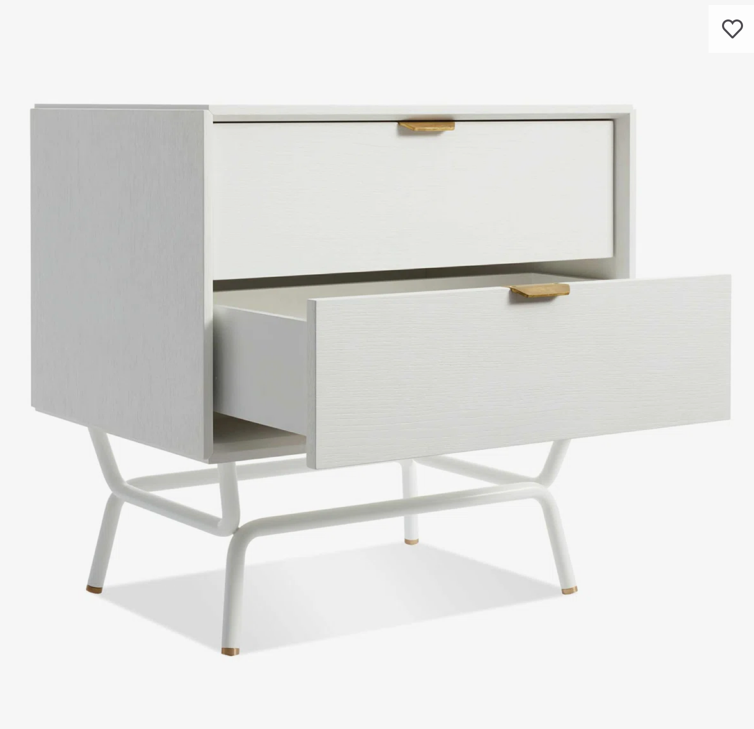 Pair of Blu Dot Dang 2-Drawer Nighstands in White and Brass