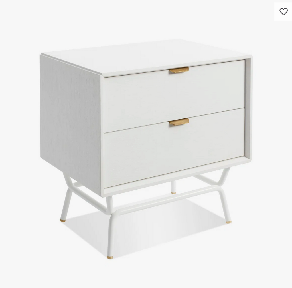 Pair of Blu Dot Dang 2-Drawer Nighstands in White and Brass