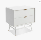Pair of Blu Dot Dang 2-Drawer Nighstands in White and Brass